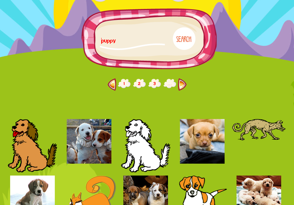 screen shot of image search for puppy